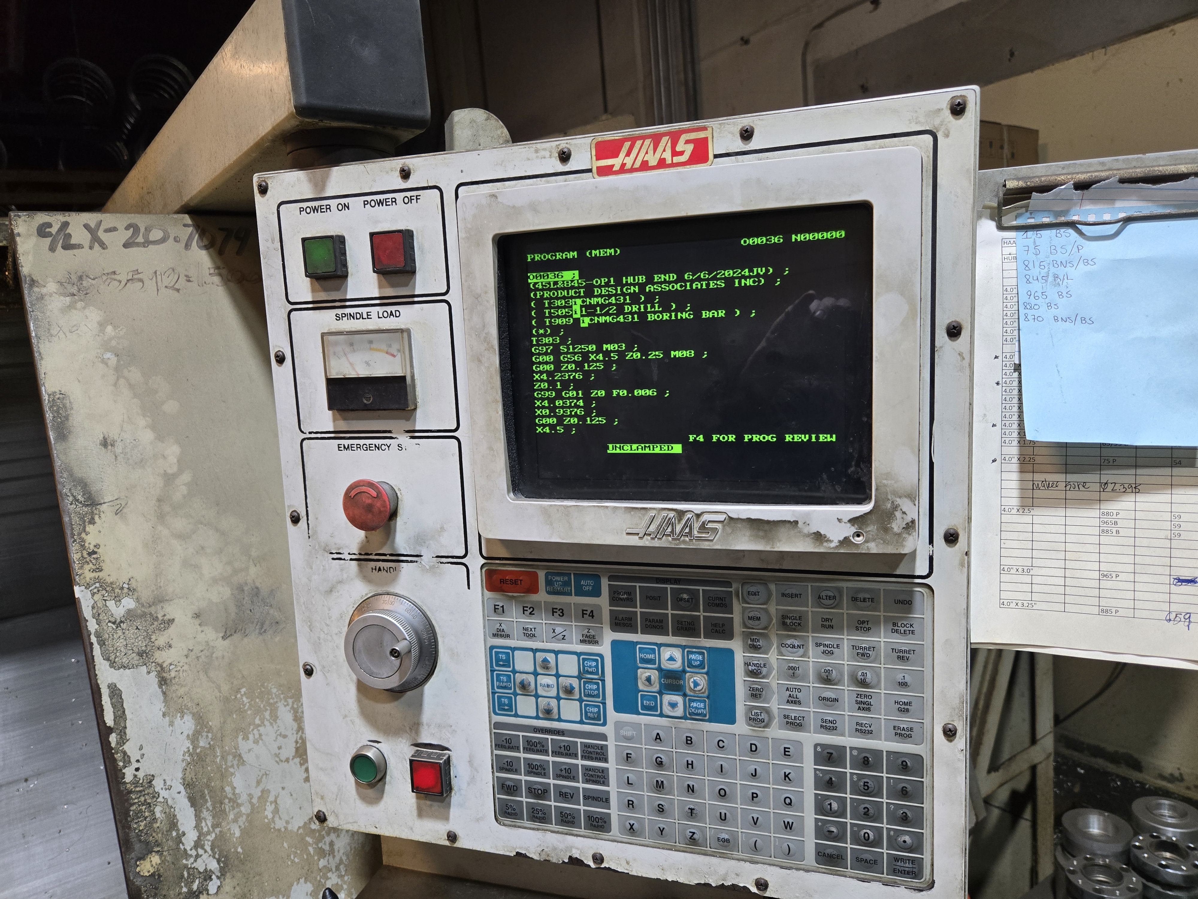 1997 Haas HL-4 CNC Lathe – Haas control
