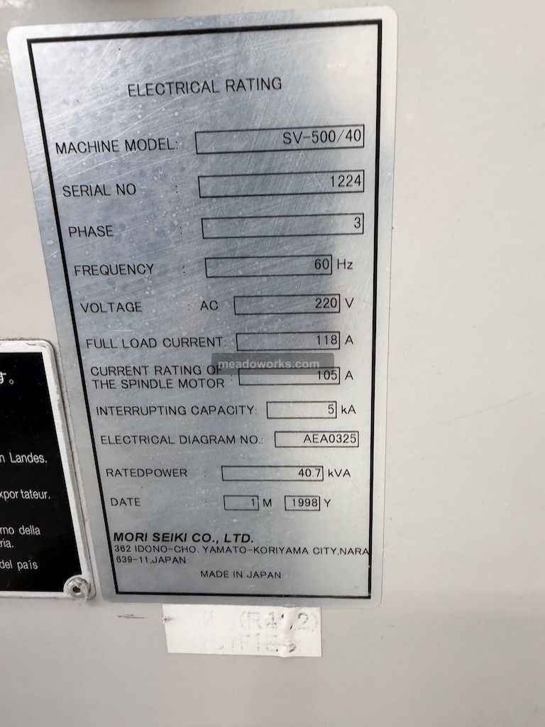 1998 Mori Seiki SV-5000 CNC Vertical Machining Center - Image 7