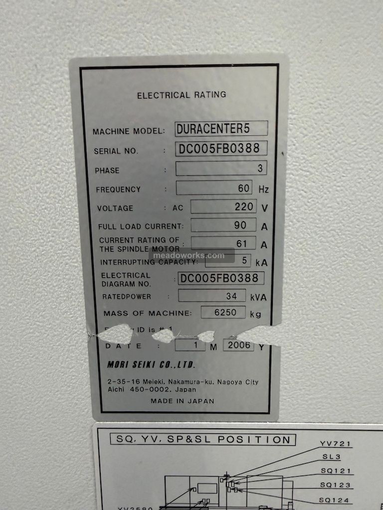2006 Mori Seiki Duracenter 5 CNC Vertical Machining Center - Image 3