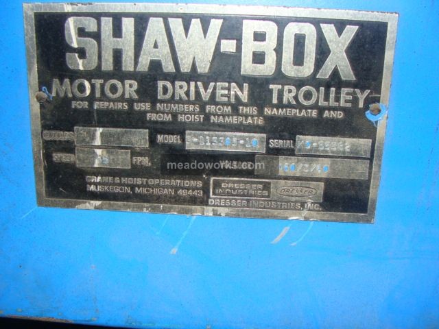 Shaw-Box 3 Ton, Single Girder Bridge Crane - 2737-3.JPG