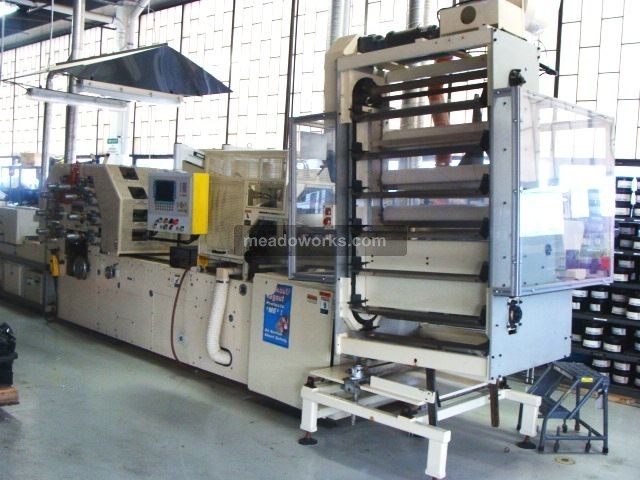 Used 2007 Polytype DDM 160 8 Color, High Performance, Single Track Plastic Lid Printing System Plastic Container Lid Printers