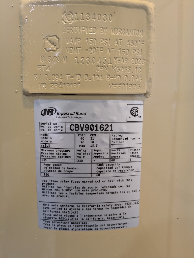 Ingersoll Rand SS5L5 5 HP Air Compressor with Tank - Image 2