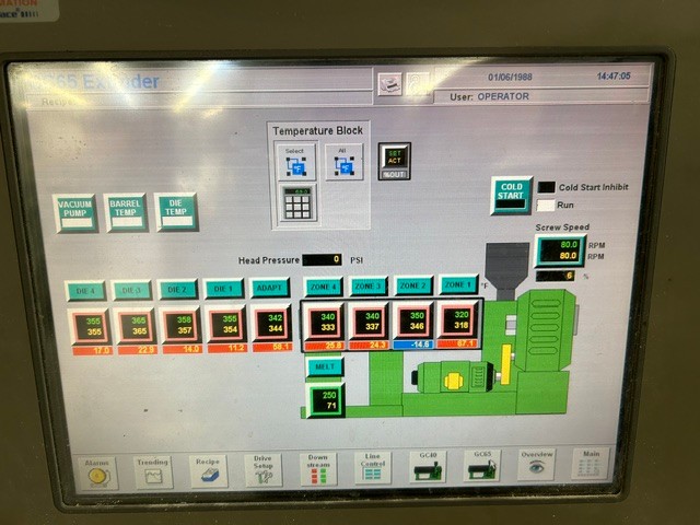 GC65 main extruder HMI