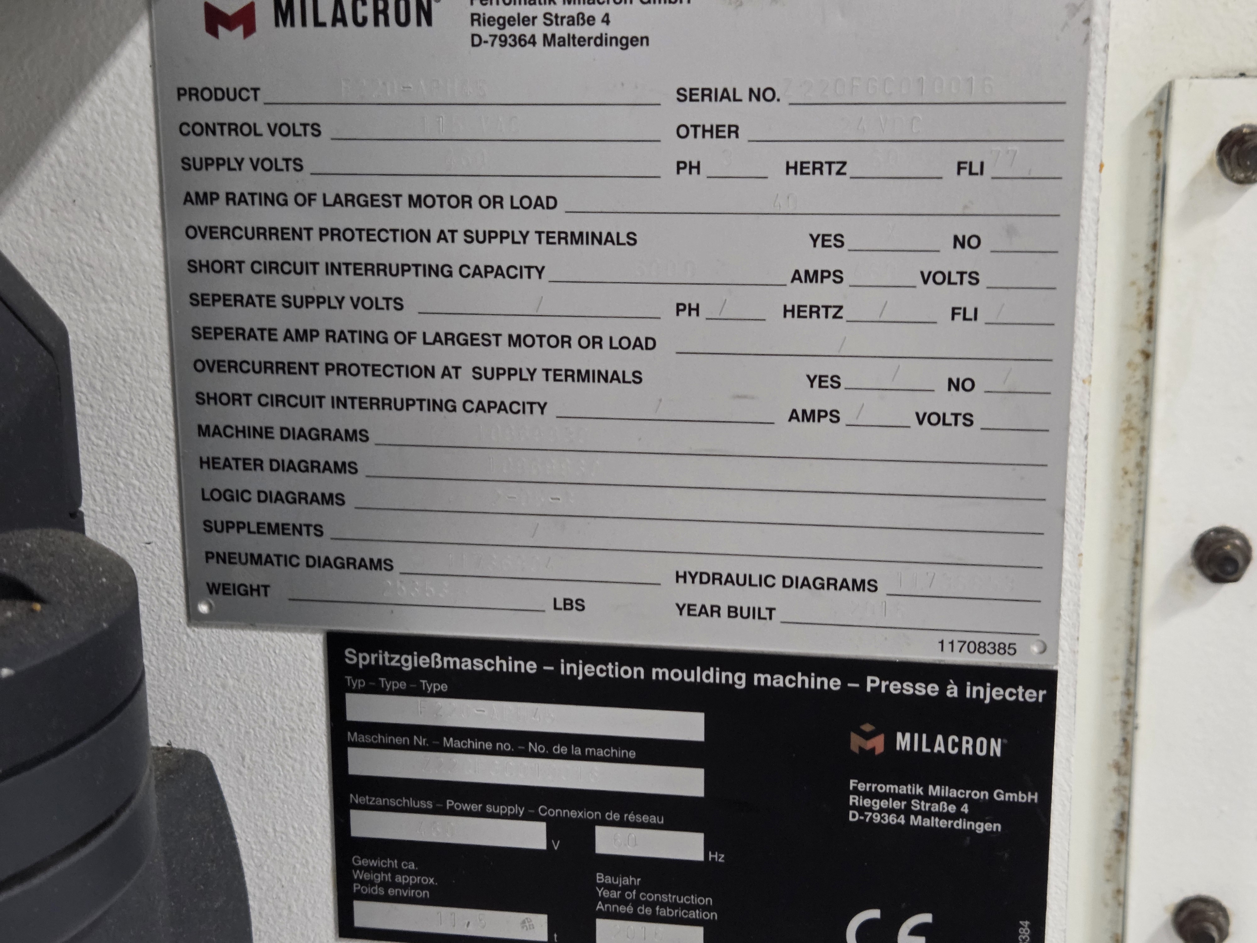 Used 2016 Milacron F220-APH45 horizontal injection molding machine - View 25