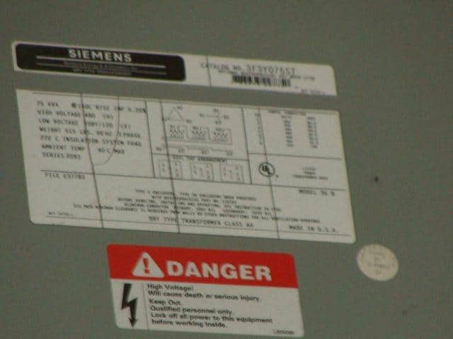 Used Siemens 3F3Y075ST - 75 KVA Transformers - View 2