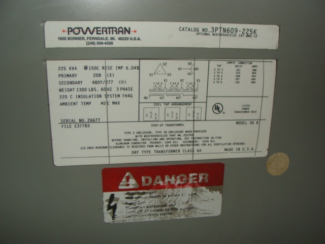 Used Powertran 3PTN609-225K Transformers - View 2