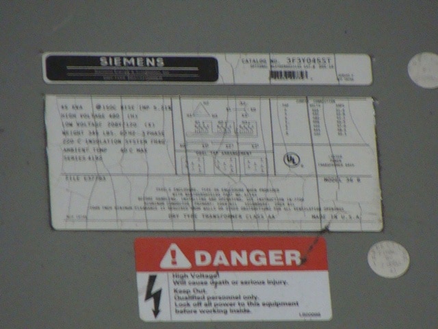 Used Siemens 3F3Y045ST - 45 KVA Transformers - View 2