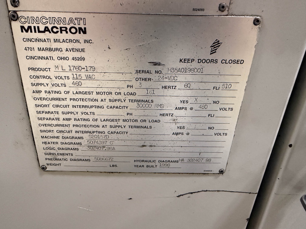 Used 1998 Milacron ML1760 Injection Molding Machines: Horizontal - View 12