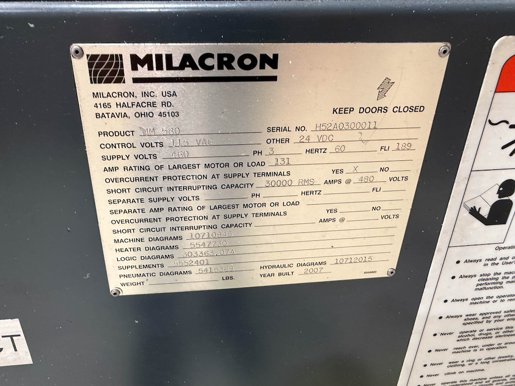 Used 2007 Milacron MM580 Injection Molding Machines: Horizontal - View 8