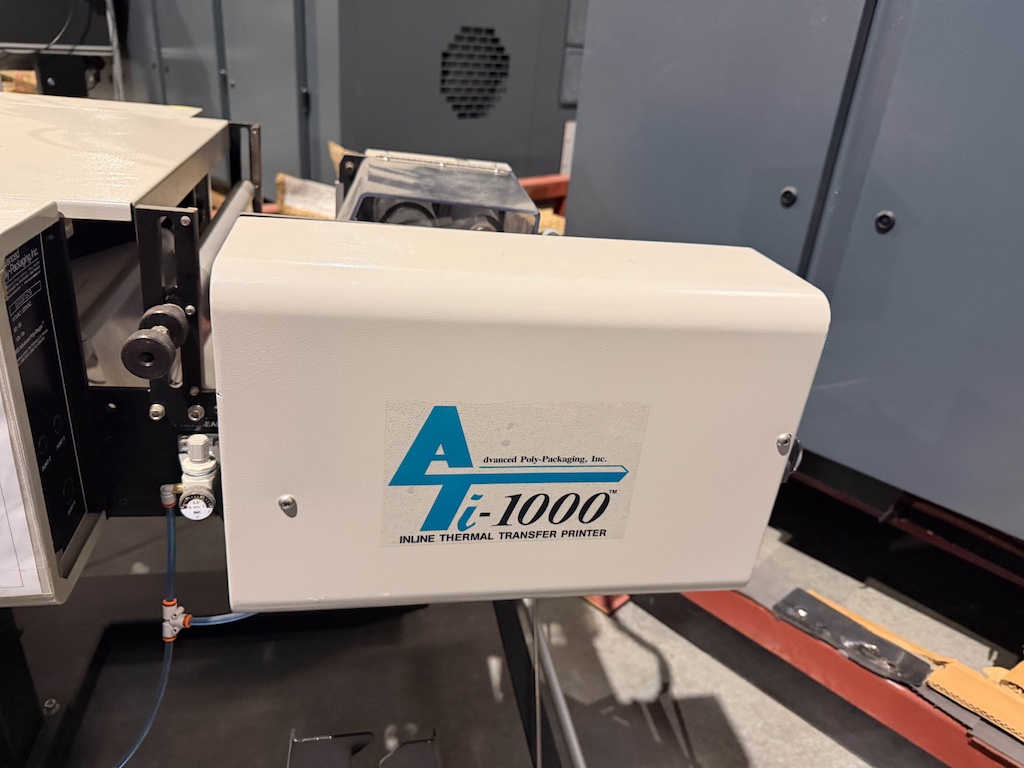 Used Advanced Poly-Packaging Vertical Bagger w/Ti-1000 Thermal Transfer Printer Conveyors - View 7