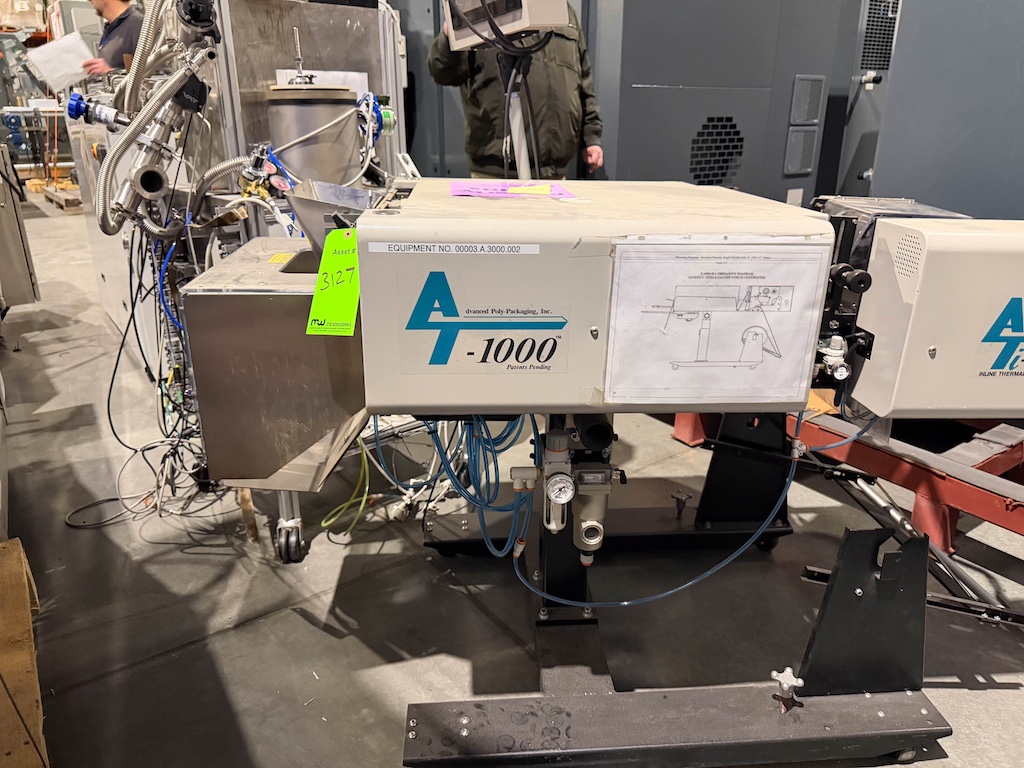 Used Advanced Poly-Packaging Vertical Bagger w/Ti-1000 Thermal Transfer Printer Conveyors - View 10