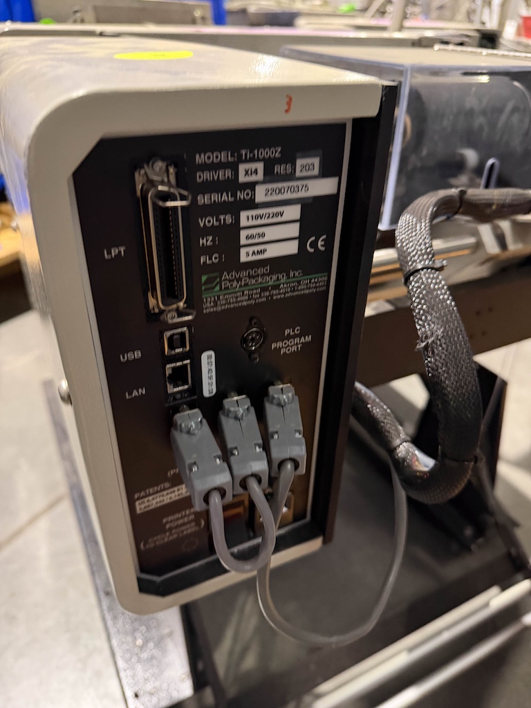 Used Advanced Poly-Packaging Vertical Bagger w/Ti-1000 Thermal Transfer Printer Conveyors - View 8