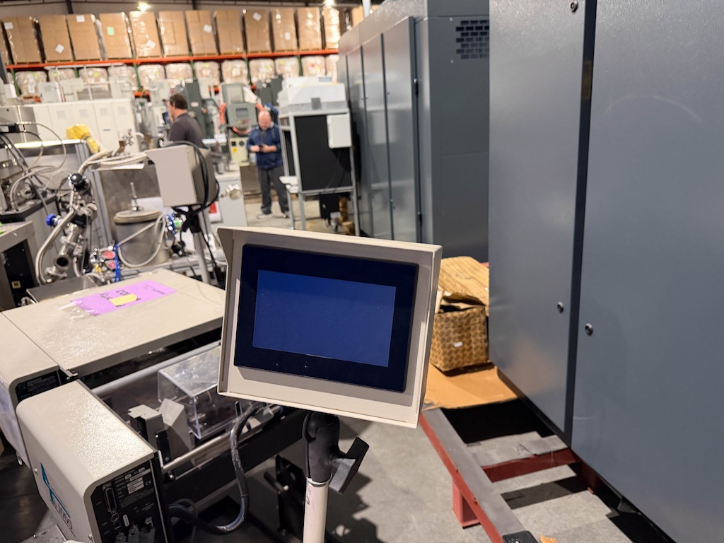 Used Advanced Poly-Packaging Vertical Bagger w/Ti-1000 Thermal Transfer Printer Conveyors - View 9