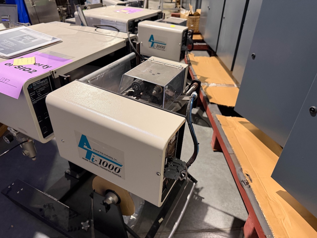 Used Advanced Poly-Packaging Vertical Bagger w/Ti-1000 Thermal Transfer Printer Conveyors - View 2