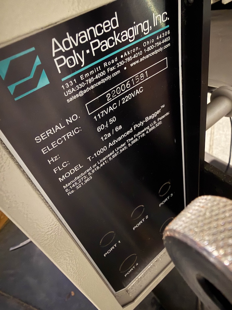 Used Advanced Poly-Packaging Vertical Bagger w/Ti-1000 Thermal Transfer Printer Conveyors - View 5