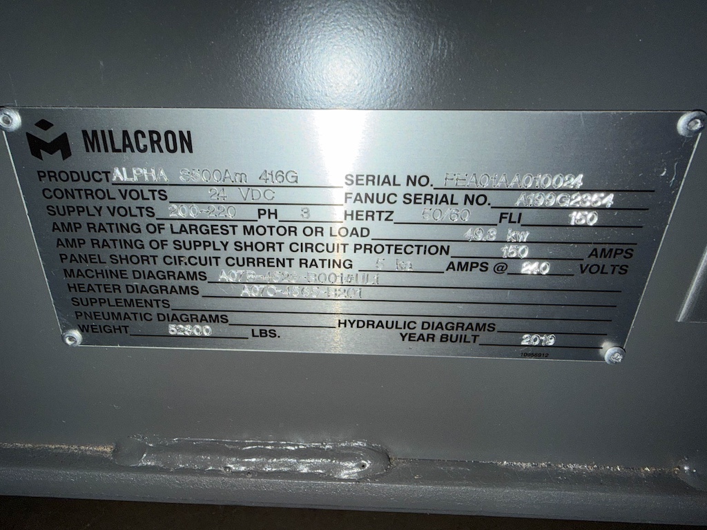 Used 2019 Fanuc (Milacron) 450 Ton All Electric Injection Molding Press Injection Molding Machines: Horizontal - View 16