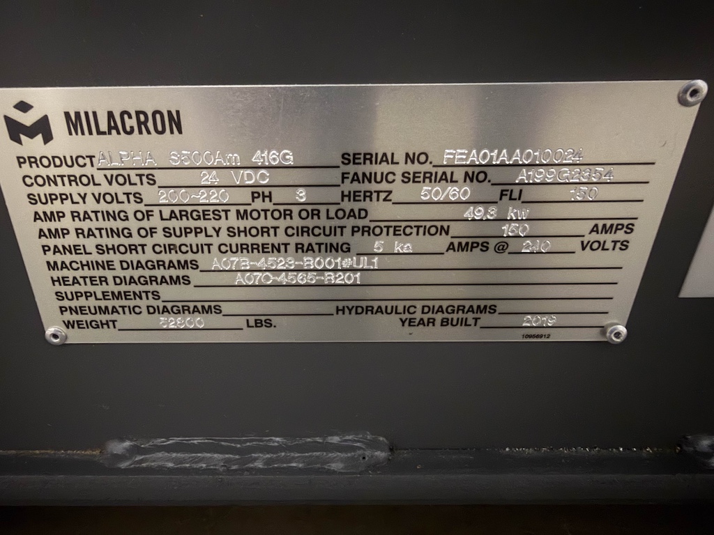 Used 2019 Fanuc (Milacron) 450 Ton All Electric Injection Molding Press Injection Molding Machines: Horizontal - View 6