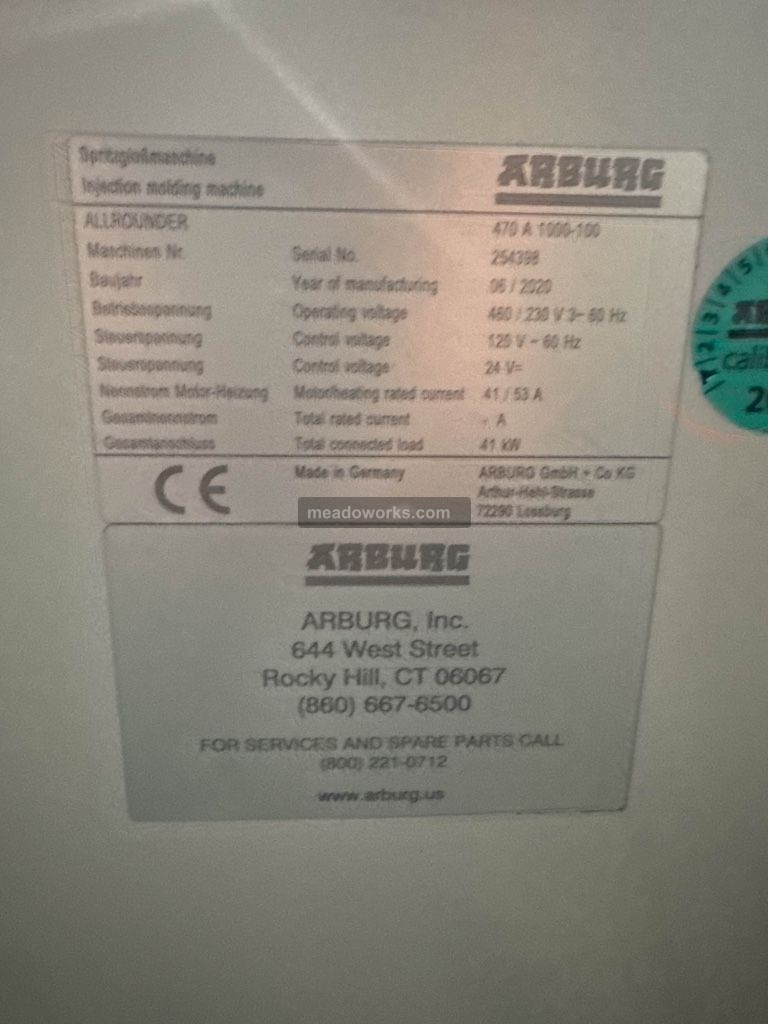 2020 Arburg 470A 1000-100 110-Ton All-Electric Injection Molding Press - Image 2
