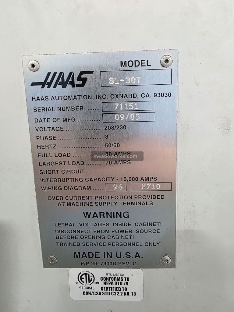 2005 Haas SL-30T CNC Lathe - Image 6