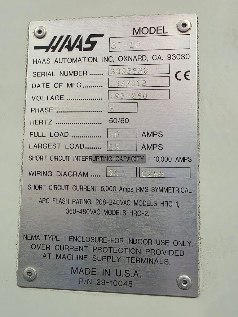 2012 Haas ST-10 CNC Lathe (Machine #5) - Image 3